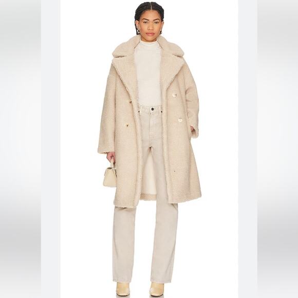 line and dot agnes cream oversized long teddy jacket trench coat Medium Large - Picture 13 of 15